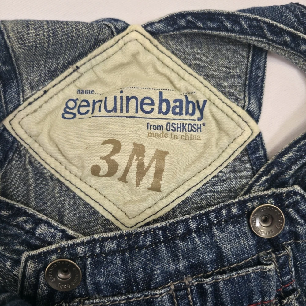 Vintage OshKosh Genuine Baby Denim Overalls Set 3M Blue Jean Infant Classic USA
